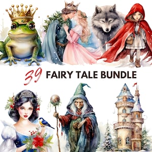 Märchen Bundle Watercolor Prinzessin Bundle Aquarell Prinz Watercolor Schloss Märchen PNG & JPG Digitaler Download Kommerzielle Nutzung*