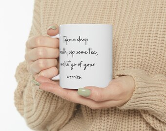 Mental Health Mug, Positive Mugs With Sayings, Ceramic Coffee Mug, Aesthetic Hot Chocolate Mug, Coffee Lover Gift