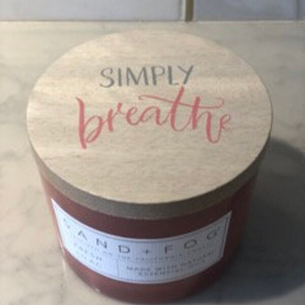 Sand and Fog 12 oz. Fresh Lilac Candle with "simply breathe" custom lid - 2-Wick