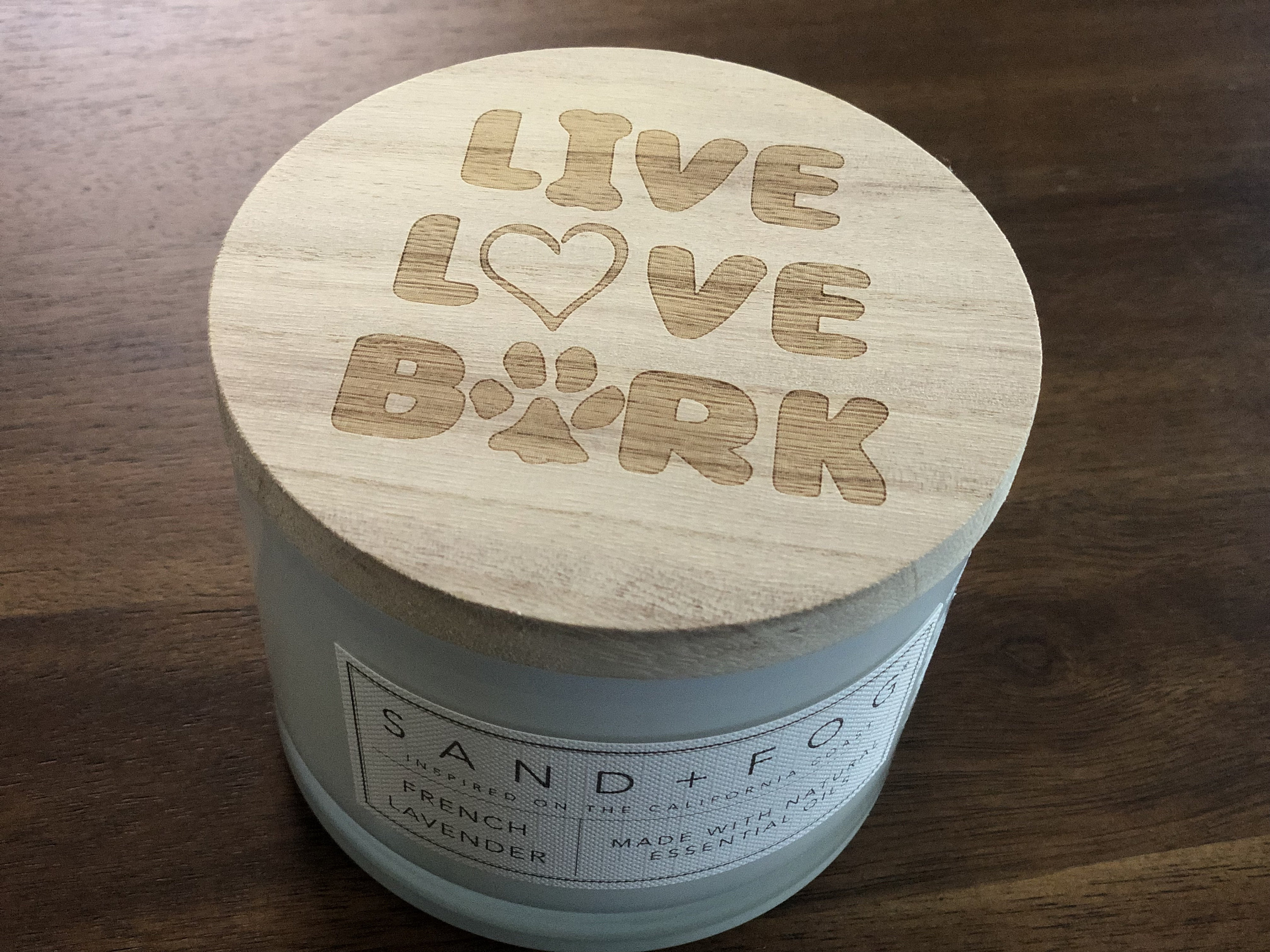 Sand and Fog Candle With Custom live, Love Bark Lid Etsy