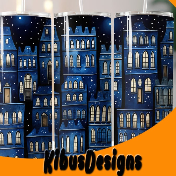 Tumbler Wrap Design - Abstract Art - Hundertwasser Art - Resting City - Digital Design - Sublimation Design