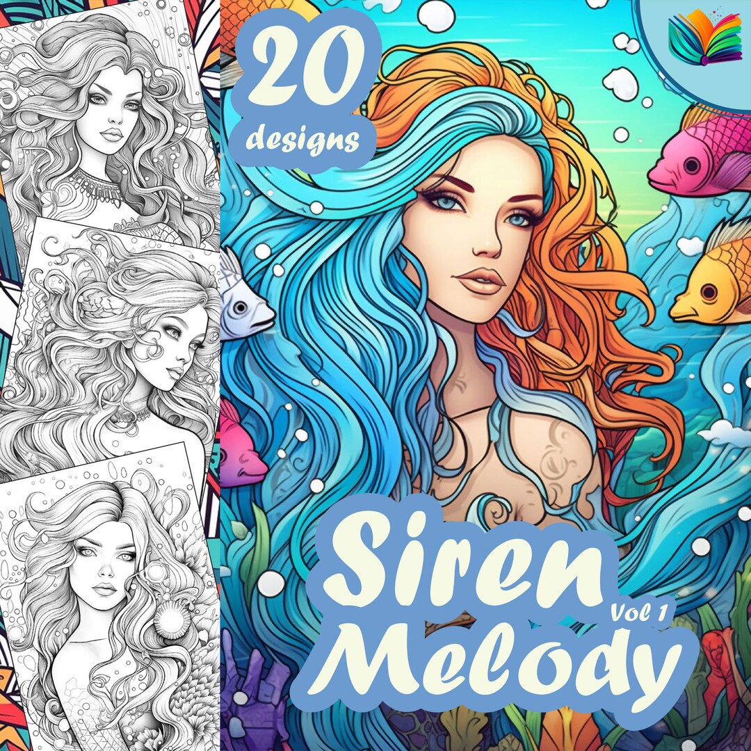 Mermaid Coloring Book for Adults Mermaid Coloring Pages Etsy