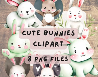 Easter bunnies clipart BUNDLE digital download / nursery spring clipart / boho bunny clipart / easter clipart png / easter digital stickers