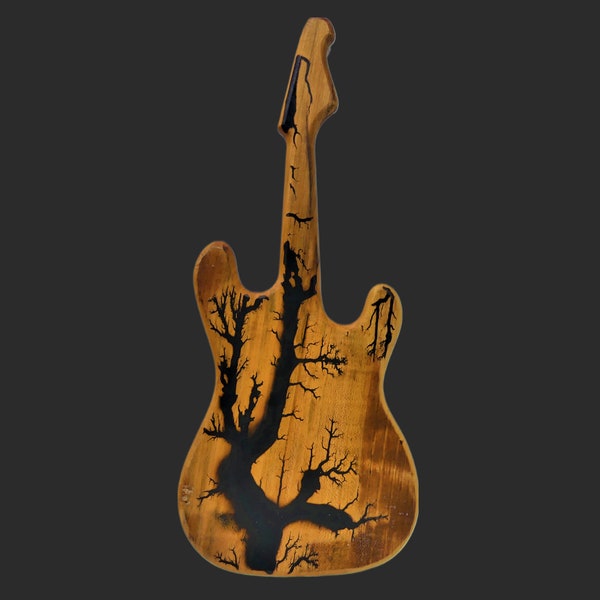 Custom Wooden guitar, Epoxy art, Music lover gift, Art, Wall decoration, Lichtenberg, Fractal burning