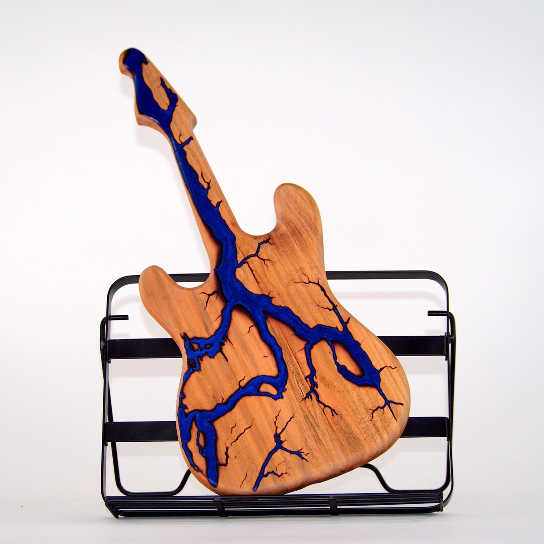 Personalized Wooden Guitar, Epoxy Resin Art, Epoxy Wooden Cutting Board, Unique Guitar Design