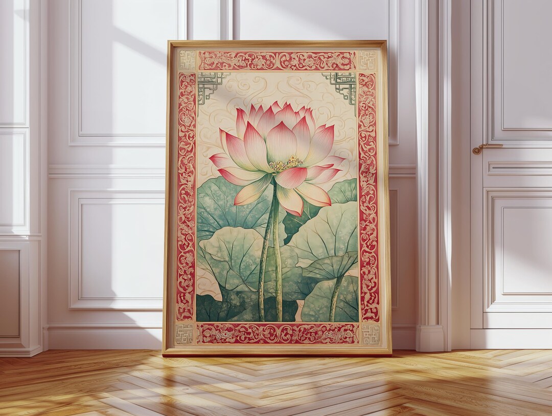 Lotus Art Print, Lotus Poster, Vintage Botanical Prints, Pink Lotus ...