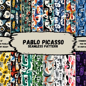 Pablo Picasso Pattern Bundle, 50 digital Papers, Printable, Instant Download, Commercial use