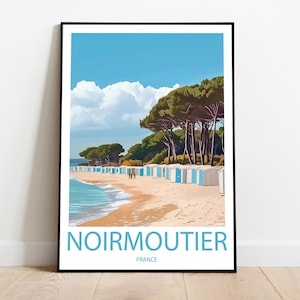 NOIRMOUTIER FRANCE handmade poster -  wall art modern travel poster framed birthday home made decor gift vector illustration print custom