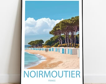 NOIRMOUTIER FRANCIA poster fatto a mano - poster da parete moderno da viaggio incorniciato compleanno decorazione fatta in casa regalo illustrazione vettoriale stampa personalizzata
