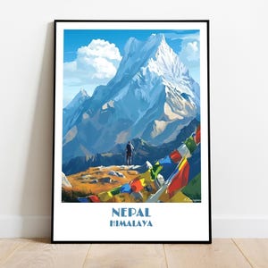 Handmade NEPAL Himalaya poster -  wall art modern travel poster everest mountain decor gift inoxtag michou illustration print annapurna