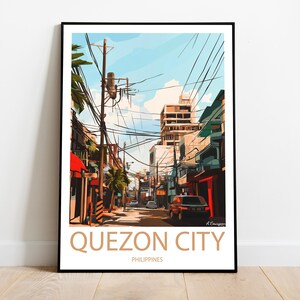 QUEZON CITY PHILIPPINES handmade poster -  wall art modern travel poster framed birthday home made decor gift vector illustration print