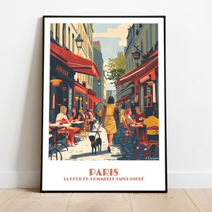 Handmade PARIS poster -  wall art retro travel poster framed birthday home made decor gift vector illustration print painting  custom text