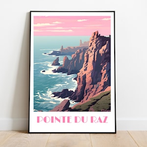Handmade Pointe du Raz Travel Poster for Vintage Art Lovers (Travel Print Art Wall Decor Gift  personalized gift custom text birthday dad