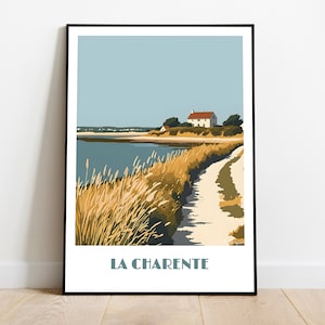 Handmade CHARENTE poster -  wall art modern travel poster framed birthday home made decor gift vector illustration print painting  custom