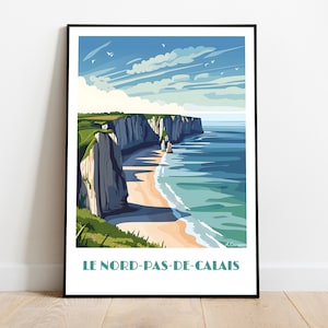 Handmade NORD-PAS-de-CALAIS poster -  wall art modern travel poster framed birthday home made decor gift vector illustration print  custom