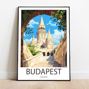 Handmade BUDAPEST HUNGARY poster -  wall art modern travel poster framed birthday home made decor gift vector illustration print custom text