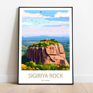 SIGIRIYA ROCK Sri Lanka handmade poster -  wall art modern travel poster framed birthday home made gift illustration print painting  custom