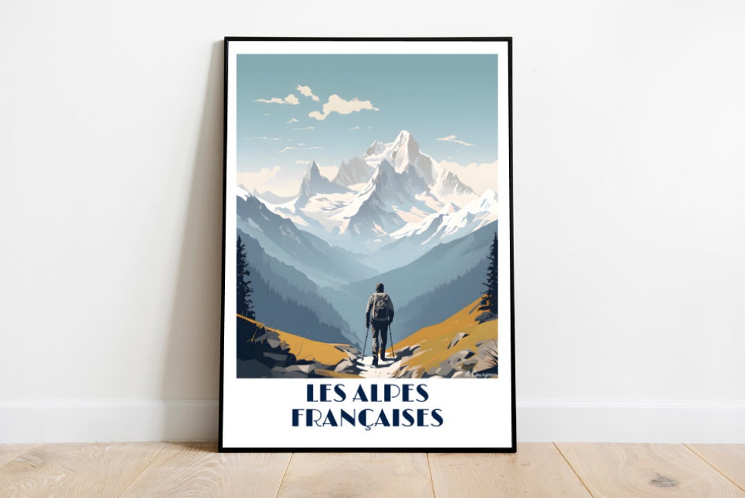Handmade French Alps Travel Poster for Vintage Art Lovers (travel Print ...