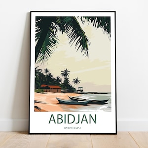 Handmade poster of ABIDJAN IVORY COAST -  wall art modern travel poster framed birthday home made decor gift vector illustration print