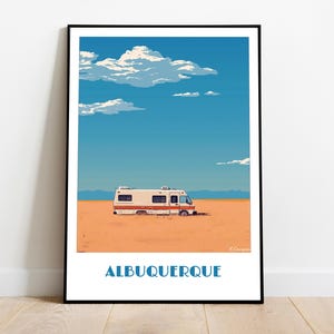 ALBUQUERQUE BREAKING BAD United States handmade poster -  wall art travel poster framed home made decor gift illustration print  custom text
