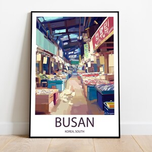 Poster of BUSAN KOREA, SOUTH handmade -  wall art modern travel poster framed birthday home made decor gift vector illustration print custom