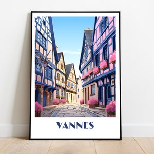 Handmade Vannes Travel Poster for Vintage Art Lovers (Travel Print Art Wall Decor Gift  personalized gift custom text birthday dad