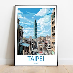 Handmade TAIPEI TAIWAN poster -  wall art modern travel poster framed birthday home made decor gift vector illustration print painting