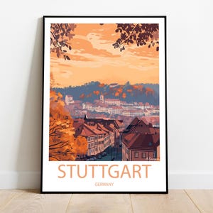 Handmade STUTTGART GERMANY poster -  wall art modern travel poster framed birthday home made decor gift vector illustration print custom