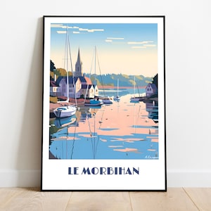 Handmade MORBIHAN poster -  wall art retro travel poster framed birthday home made decor gift vector illustration print painting  custom