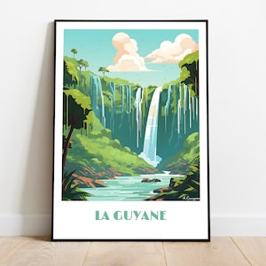 Handmade poster of GUYANA -  wall art retro travel poster framed birthday home made decor gift vector illustration print painting  custom
