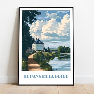 Handmade PAYS de la LOIRE poster -  wall art modern travel poster framed birthday home made decor gift vector illustration print  custom