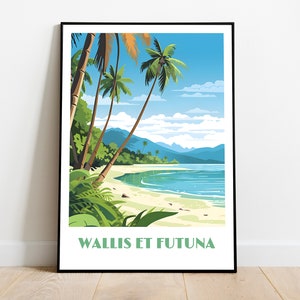 Handmade WALLIS AND FUTUNA poster -  wall art retro travel poster framed birthday home made decor gift vector illustration print  custom