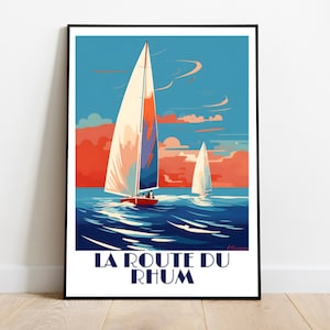 Handmade La Route du Rhum Travel Poster for Vintage Art Lovers (Travel Print Art Wall Decor Gift  personalized gift custom text birthday dad