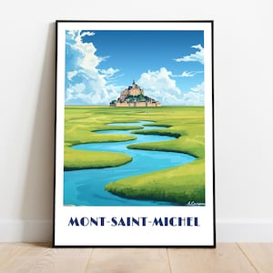 MONT-SAINT-MICHEL handmade poster -  wall art modern travel poster framed birthday home made decor gift illustration print painting  custom
