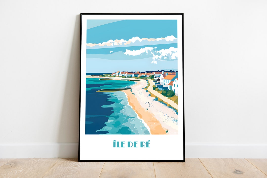 Affiche De L'Île DE RÉ Fait Main wall Art, Modern Travel Poster, Framed ...