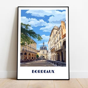 BORDEAUX poster - Cailhau gate - handmade -  wall art modern travel poster framed birthday home made decor gift illustration  custom text