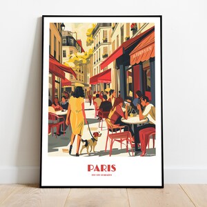 PARIS (rue des Lombards  handmade poster (wall art, retro travel poster framed birthday home made decor gift illustration  personalized gift