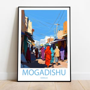 Handmade MOGADISHU SOMALIA poster -  wall art modern travel poster framed birthday home made decor gift vector illustration print custom