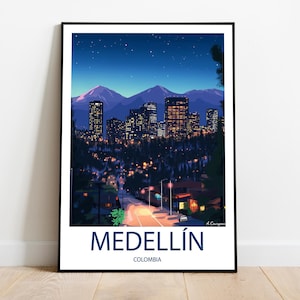 Handmade MEDELLÍN COLOMBIA poster -  wall art modern travel poster framed birthday home made decor gift vector illustration print custom