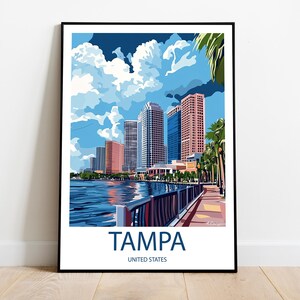 Handmade TAMPA UNITED STATES poster -  wall art modern travel poster framed birthday home made decor gift vector illustration print custom