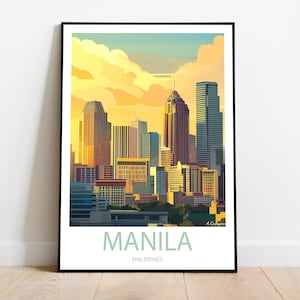 Handmade poster of MANILA PHILIPPINES -  wall art modern travel poster framed birthday home made decor gift illustration print painting