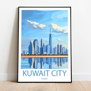 Handmade KUWAIT CITY KUWAIT poster -  wall art modern travel poster framed birthday home made decor gift vector illustration print custom