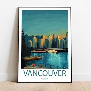 Handmade VANCOUVER CANADA poster -  wall art modern travel poster framed birthday home made decor gift vector illustration print custom text