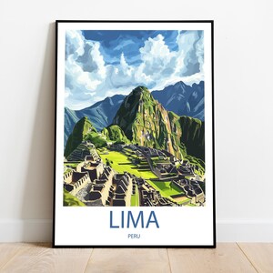 Handmade LIMA PERU poster -  wall art modern travel poster framed birthday home made decor gift vector illustration print painting  custom