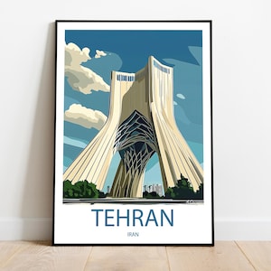 Handmade TEHRAN IRAN poster -  wall art modern travel poster framed birthday home made decor gift vector illustration print painting  custom