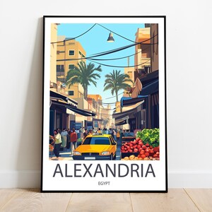 Handmade poster of ALEXANDRIA EGYPT -  wall art modern travel poster framed birthday home made decor gift vector illustration print custom