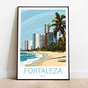 Handmade FORTALEZA BRAZIL poster -  wall art modern travel poster framed birthday home made decor gift vector illustration print custom text