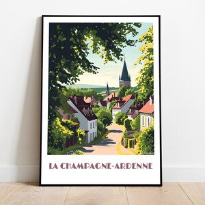 Handmade CHAMPAGNE-ARDENNE poster -  wall art modern travel poster framed birthday home made decor gift vector illustration print  custom
