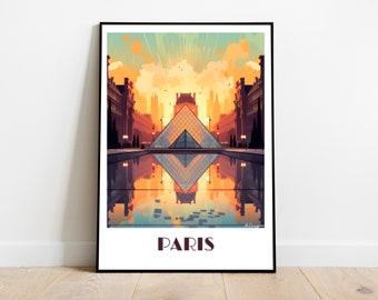 Handmade PARIS travel poster for vintage art lovers (Paris Gift wall decoration travel print art lovers artwork)