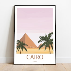 Handmade CAIRO EGYPT poster -  wall art modern travel poster framed birthday home made decor gift vector illustration print painting  custom